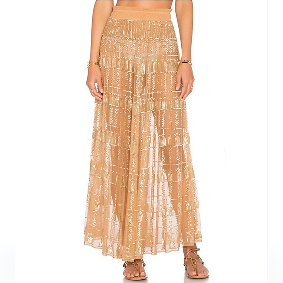 Tularosa Dresses & Skirts - Tularosa x REVOLVE x Rocky Barnes Stella Skirt in Golden Hour Sheer Sequin Gold